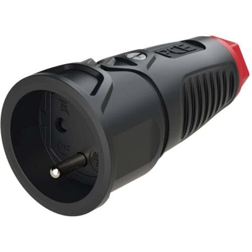 PCE 2410-src Koppeling met randaarde Kunststof, Rubber 230 V Zwart IP20