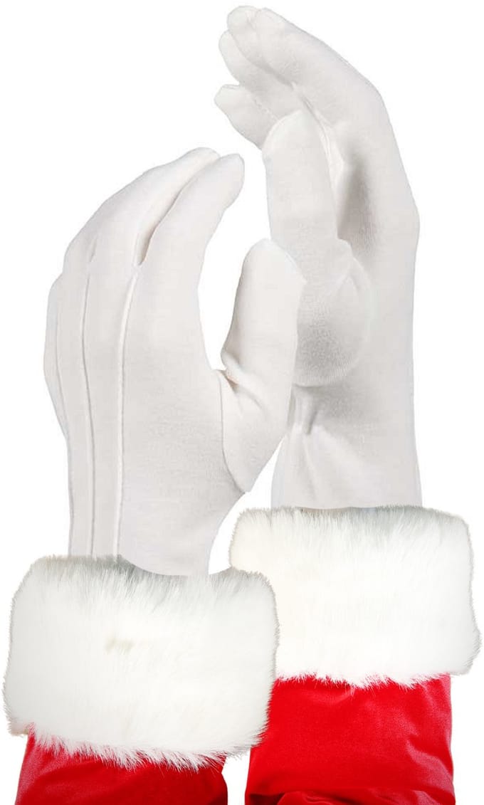 Apollo Kerstman handschoenen - wit - maat M - kort model - katoen - verkleden