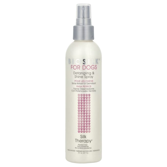 Biosilk, Silk Therapy, Ontwarrende en Glansspray voor Honden, 8 fl oz (237 ml) white