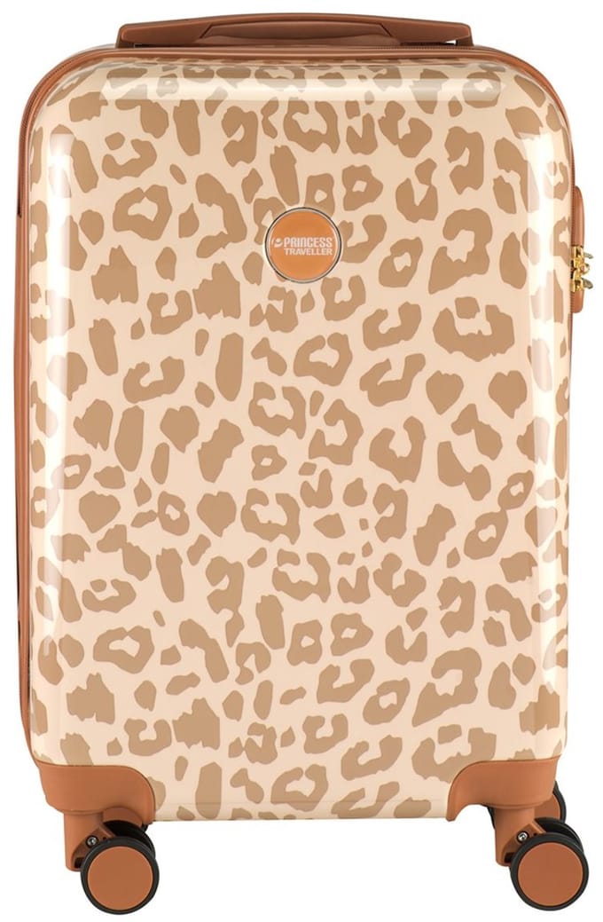Princess Traveller Leopard - Handbagagekoffer - Crème/Taupe - S - 55cm