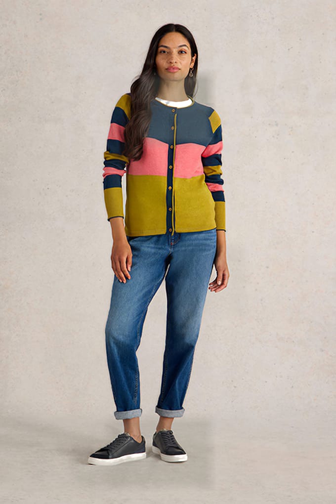 White Stuff Lulu Stripe Cardi Chartreuse Multi Taglia: 6 | Cardigan Outlet | Donna | Verde