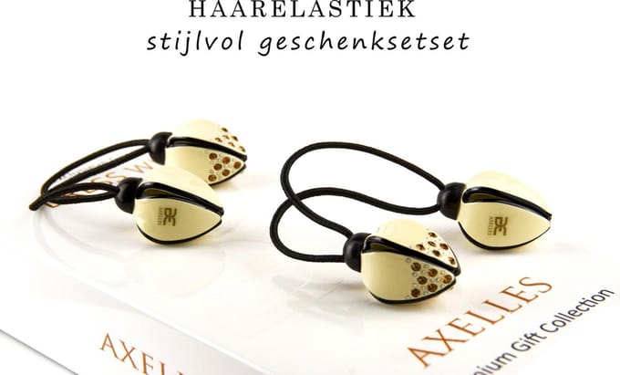 Exclusief Haarelastiek (2-set) in-geschenkdoos, gebroken-wit.