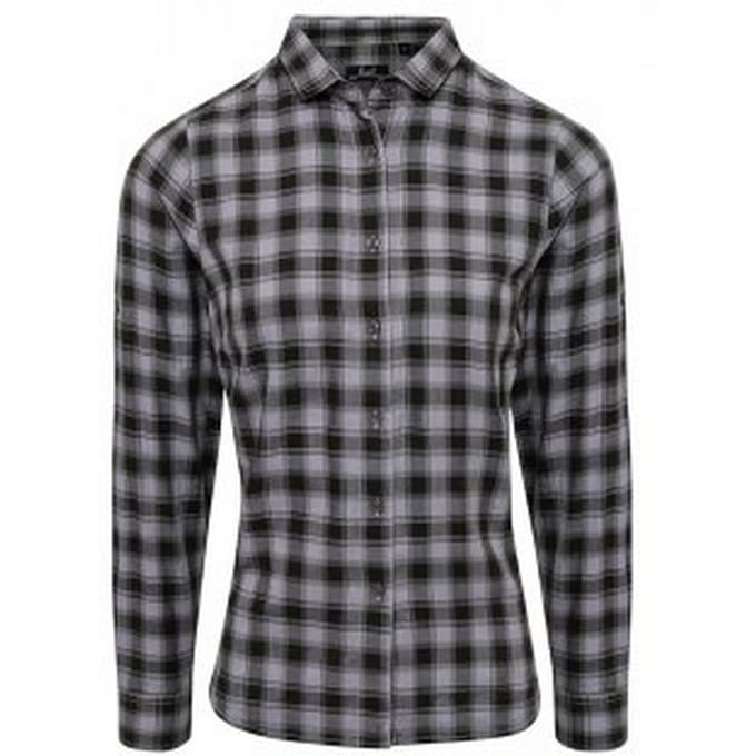 Premier Dames/dames Mulligan Check shirt met lange mouwen (Staal/Zwart)