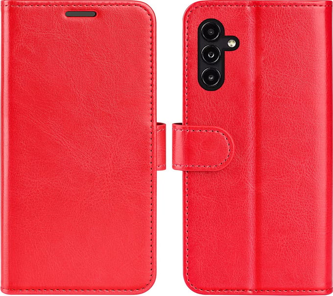 MobyDefend Hoesje - Geschikt voor Samsung Galaxy A14 - Wallet Book Case (Sluiting Achterkant) - Rood
