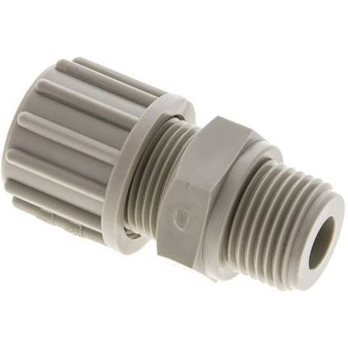 16x10mm & G1/2'' PP Rechte Knelfitting Buitendraad 10bar Kunststof en Polyamide