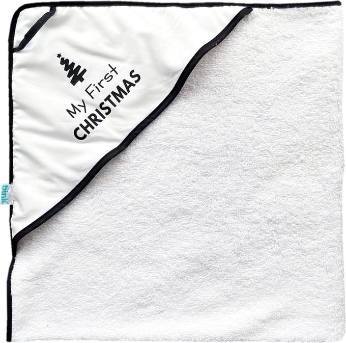 BINK Bedding Badcape "My First Christmas (kerstboom)"  zwart wit