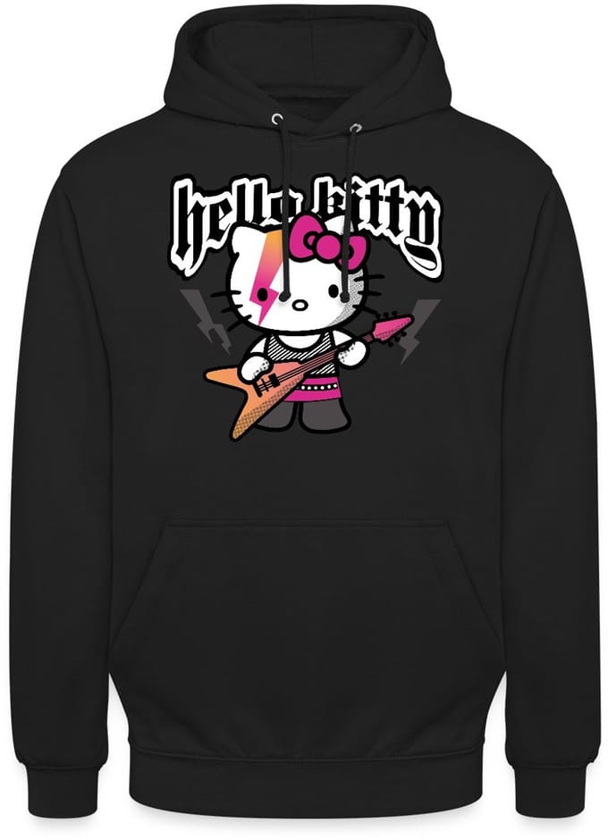 Hello Kitty In Een Rockoutfit Speelt E-gitaar Hoodie Unisex