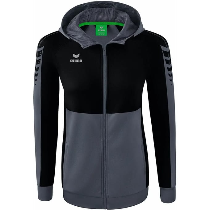Erima Six Wings Trainingsjack Met Capuchon Dames - Zwart / Slate Grey | Maat: 36