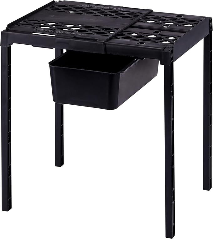 Adjust-A-Shelf kluisplank met lade - uitbreidbare opbergplank voor schoolkluisjes - zwart