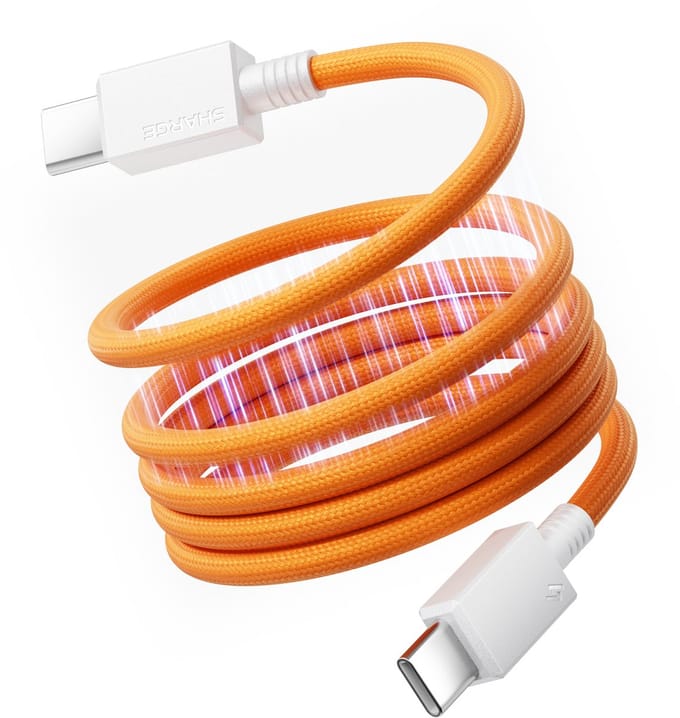 SHARGE MagLoop - 240W Snellaadkabel - Gevlochten magnetische kabel - USB C-C - Oranje - 1m