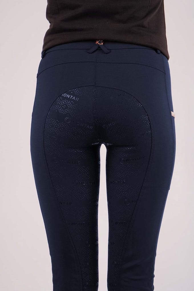 Montar Rijbroek Millie Full Grip Kids Navy/Rosegoud - 164