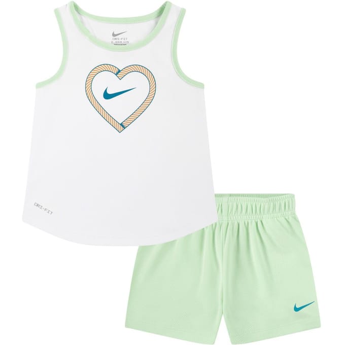 Nike Meisjes Happy Camper Mesh Top & Billen Set (Groen/Wit)