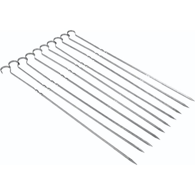 10 STUKS BBQ Barbecue Grillen Koken Lange Roestvrij Staal Kabob Kebab Platte Spiesjes Naald Nieuw gray