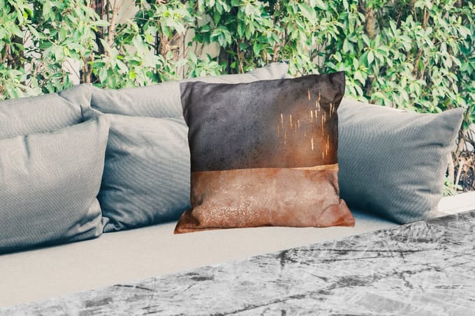 Buitenkussen Weerbestendig - Abstract - Goud - Design - 50x50 cm