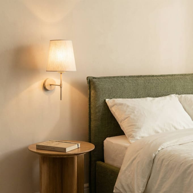 TK Lighting Wandlamp Elizabeth, zand/beige, linnen, 39 cm hoog, E27