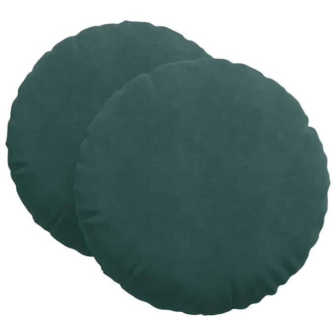 vidaXL - Zitkussens - 2 - st - Fluweel - Donkergroen - Ø60 - x - 21 - cm