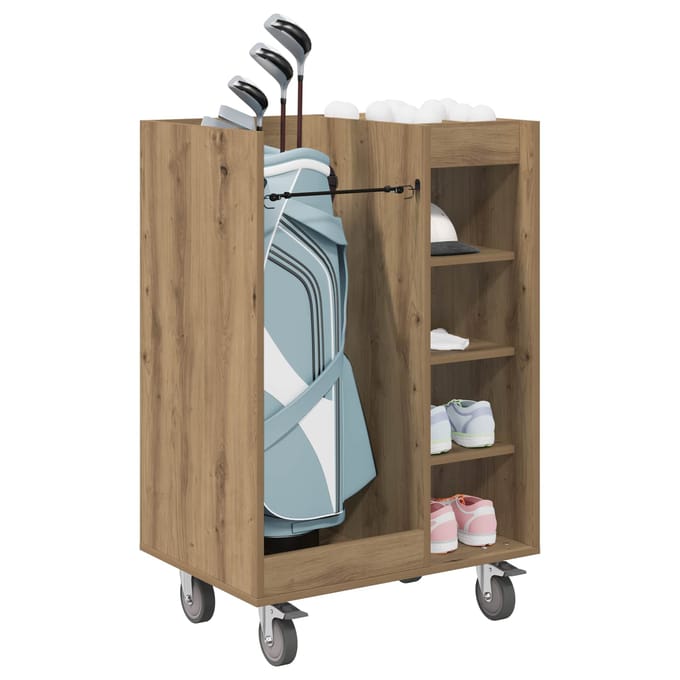 vidaXL Golfkast met wiel Effen Artisan Eiken 65 x 45 x 98 cm