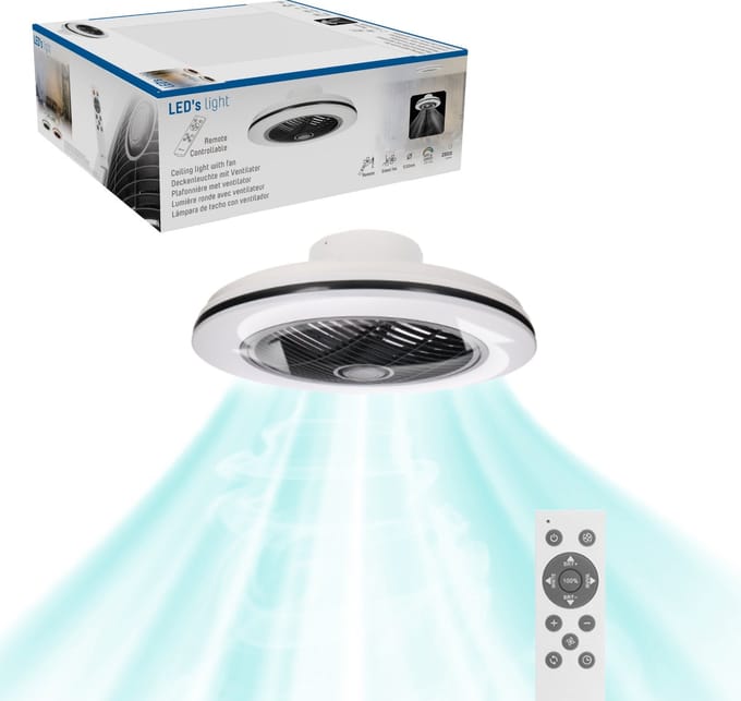 LED’s Light - Plafondventilator met Lamp - Ø 51 cm - Afstandsbediening - 3D Ventilatorlamp - 2700K - Zwart