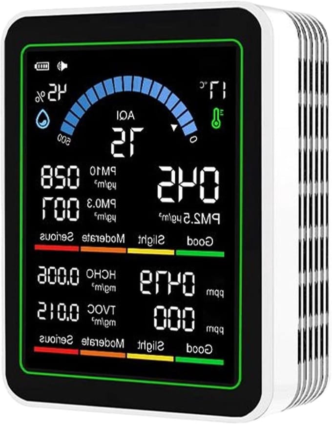 Luchtkwaliteitsmeter - Testapparaat binnen - Gezonde omgeving - Real-time data - 48x98x48 cm - Wit