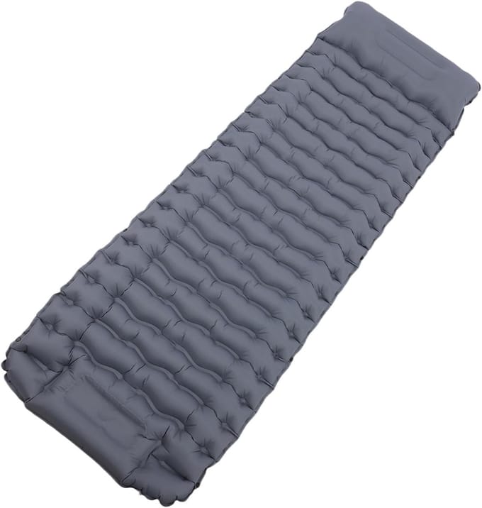 Opblaasbare Slaapmat - Luchtbed Camping - Kamperen Backpacken - Ingebouwde Voetpomp - 195 x 66 cm - Koelgrijs