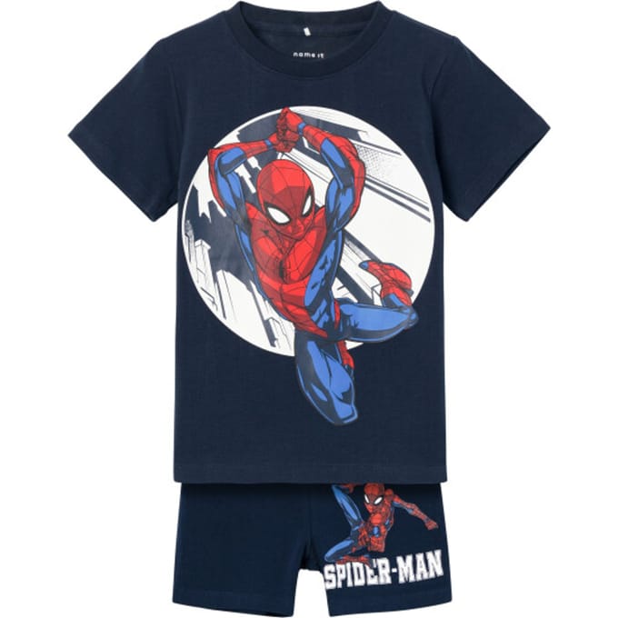 Name It Kinder Pyjama Jongens Kort Blauw Spiderman - Maat 86/92