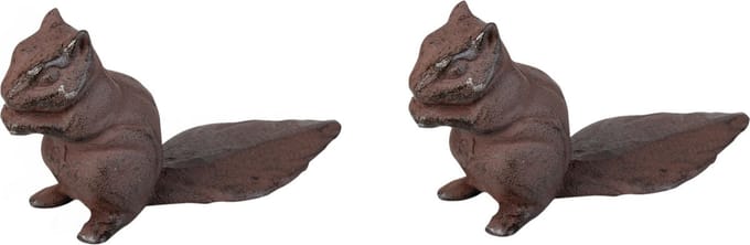Esschert deurstopper eekhoorn - 2x - 0.6 kg - gietijzer - bruin