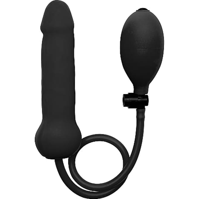Ouch! – Siliconen Dildo in Penis Vorm - Opblaasbare Dildo - Ergonomisch Ontwerp - Zwart