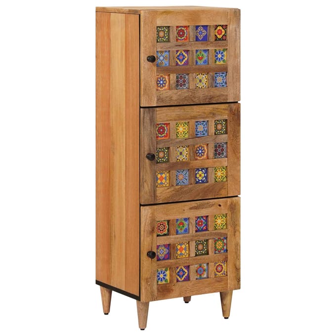vidaXL - Highboard - Naturel - 40 - x - 33 - x - 110 - cm - Massief - Mango - Hout