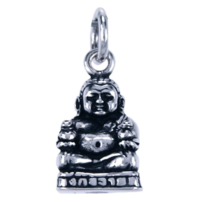 Zilveren Hotei ketting hanger - geldbuidel