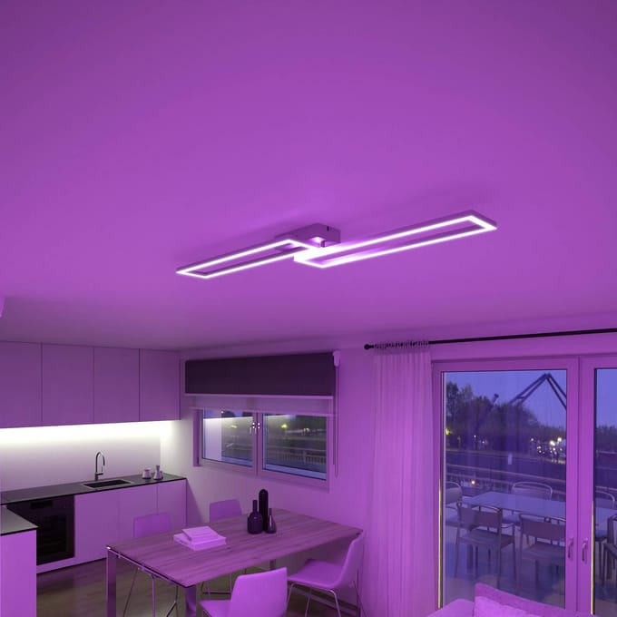 Müller Licht tint LED plafondlamp Ciso, RGB, CCT, zilver