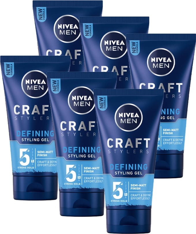 NIVEA MEN Active Craft Stylers Defining Styling Gel - Haargel - Stong Hold - Voordeelverpakking - 6 x 150 ml