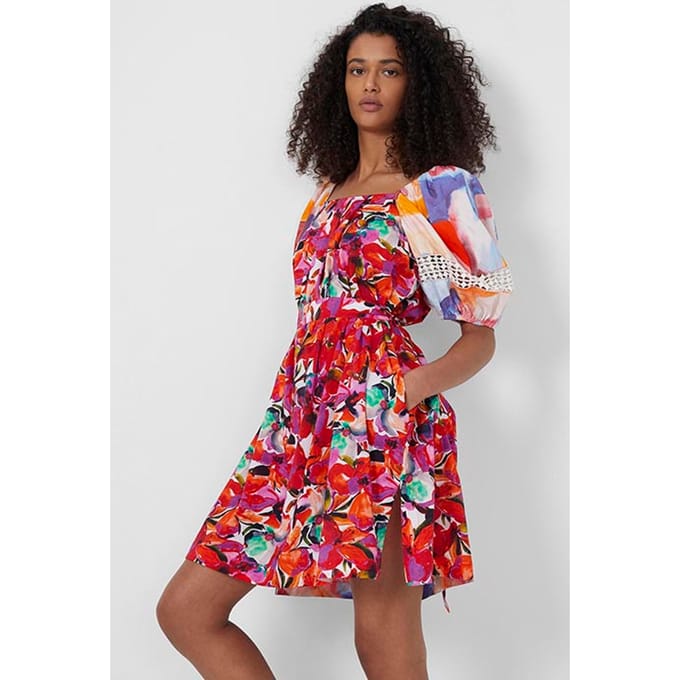 French Connection Isadora Patch Popln Bardot Drs Vivviola/bblgm/neono Größe: XS | Minikleider Outlet | Damen