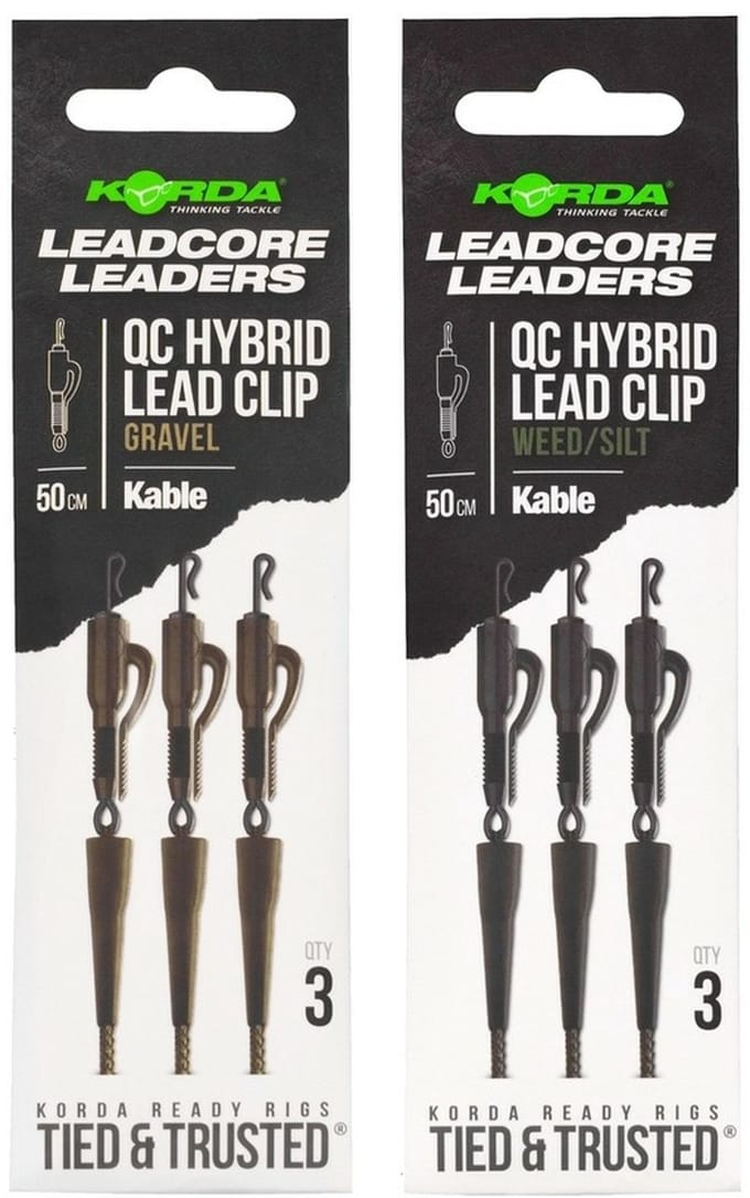Kable Leadcore Leader Hybrid Lead Clip QC Swivel Korda