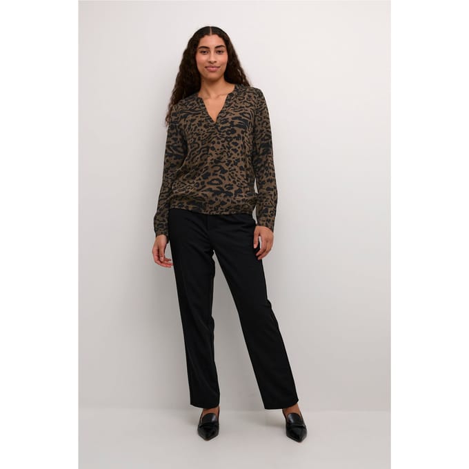 Blouse met lange mouwen Regular fit Major Brown/Black Leopard