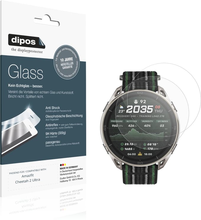 dipos – 2x Matte Pantserfolie geschikt voor Amazfit Cheetah 2 Ultra | 9H Screenprotector