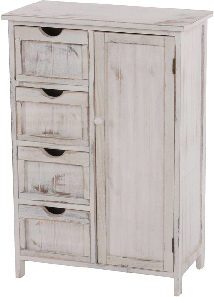 Ladekast MCW-D12, ladekast, shabby-look vintage 82x55x30cm ~ wit