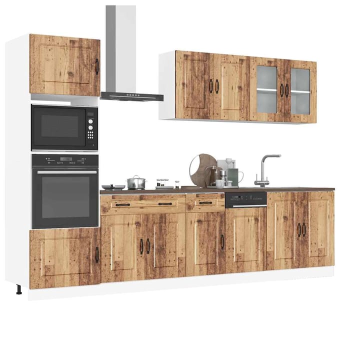 vidaXL - 7-delige - Keukenkastenset - Kalmar - bewerkt - hout - oud - houtkleurig