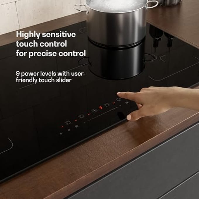 Inductiekookplaat 90 cm 5 Zones 7200 W Boost Touch Slider Timer Kindveilig