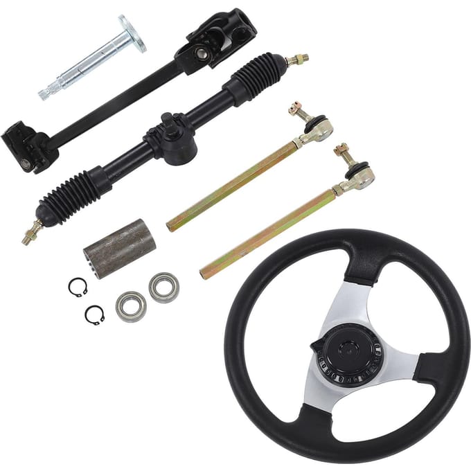 Ensemble Volant de Kart Réglable Diamètre 300mm 11.8in pour Moteurs 150cc‑250cc gray