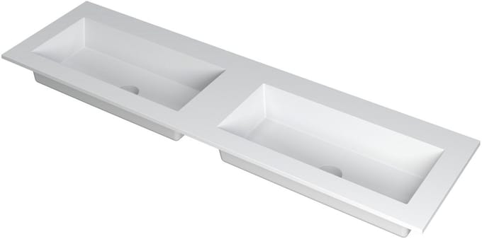 INK Kraft wastafel - 160x45x1cm - 2 wasbakken - 0 kraangaten - wit mat