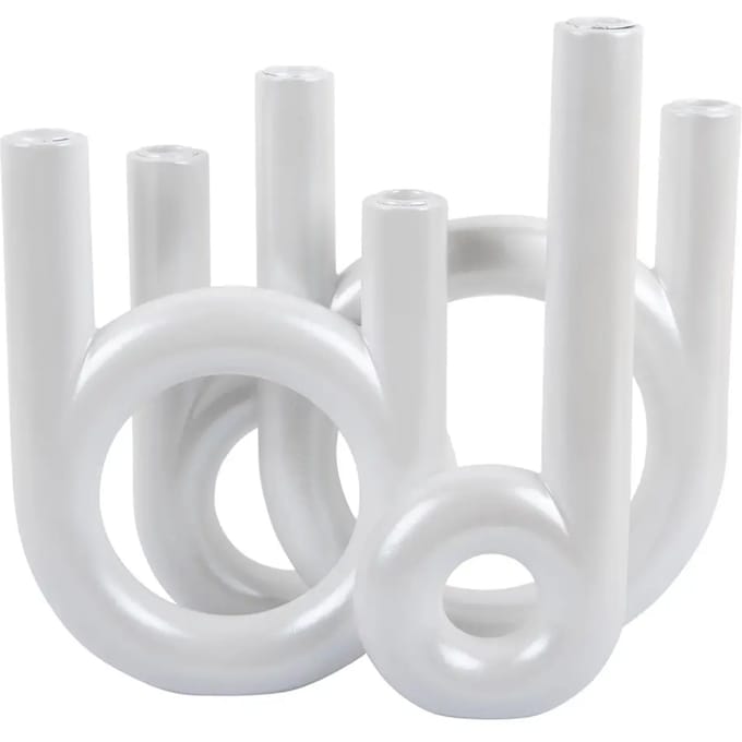 Present Time Kandelaar Rings - Wit - 35x13.5x32.5cm - Scandinavisch - Polyresin