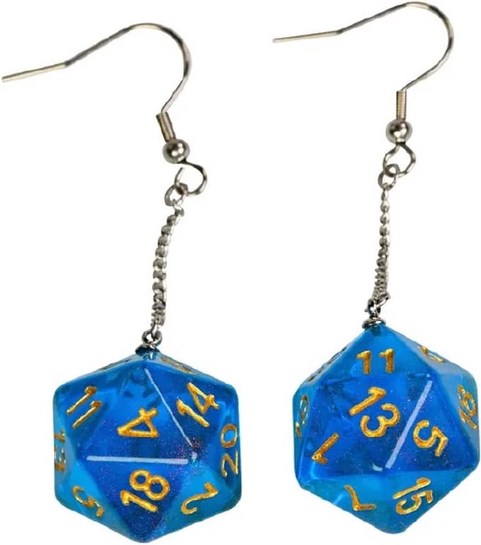 Lapi Toys - Dungeons and Dragons oorbellen - DnD - D&D - Staal - Resin - Blauw