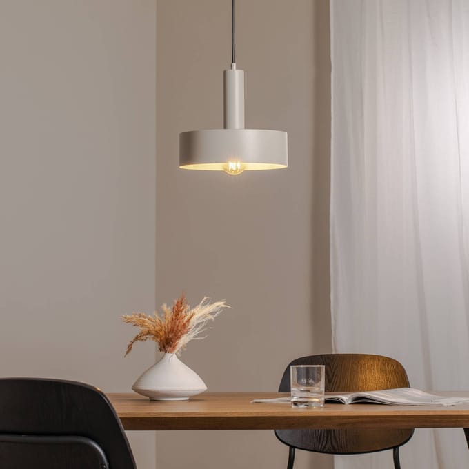 SIGMA Hanglamp Vitrum round, taupe, cilindrisch, Ø 27 cm