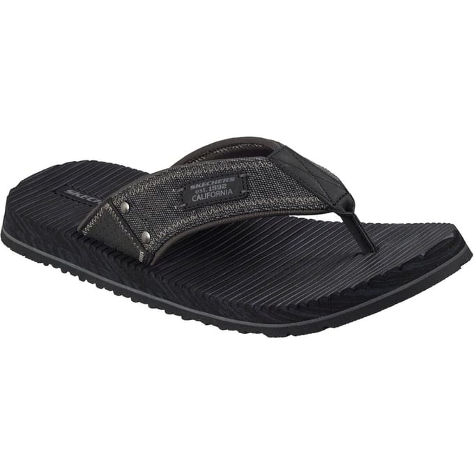 Skechers Quill Textile Heren Zwarte Flip-Flops