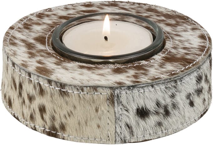 Waxinelichthouder koe bruin 13cm