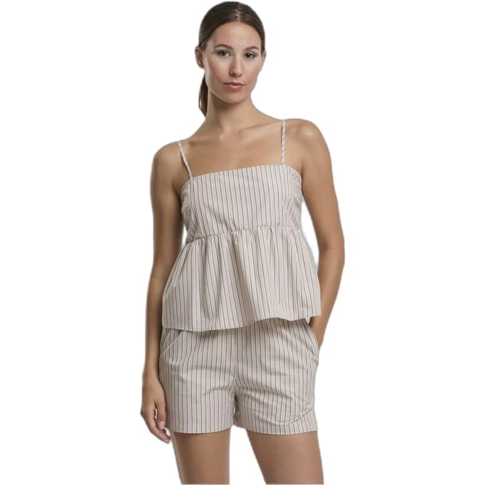 Urban Classics - Striped Cotton Cami Mouwloze top - M - Grijs/Wit