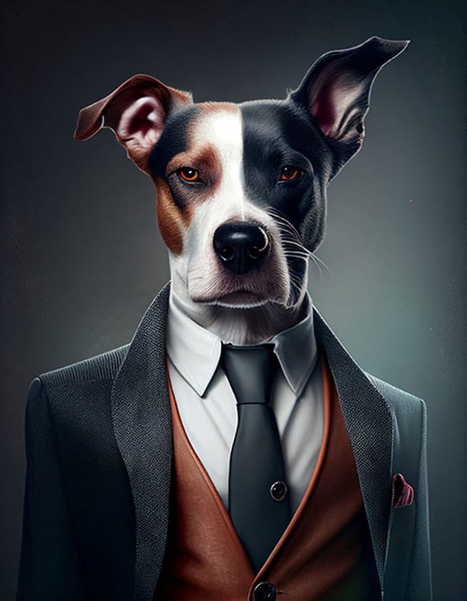 AI - Woondecoratie - Poster - Dieren - Hond - Pak - 8 - 60 x 80 cm