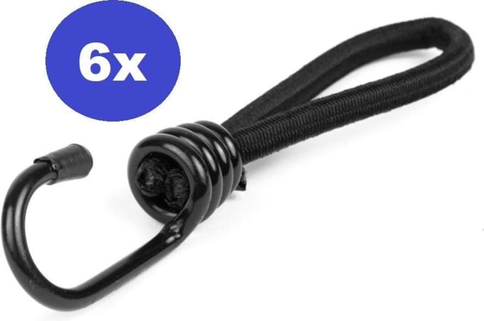 6 x Spanelastieken met haak (enkele) 6 mm 18 cm