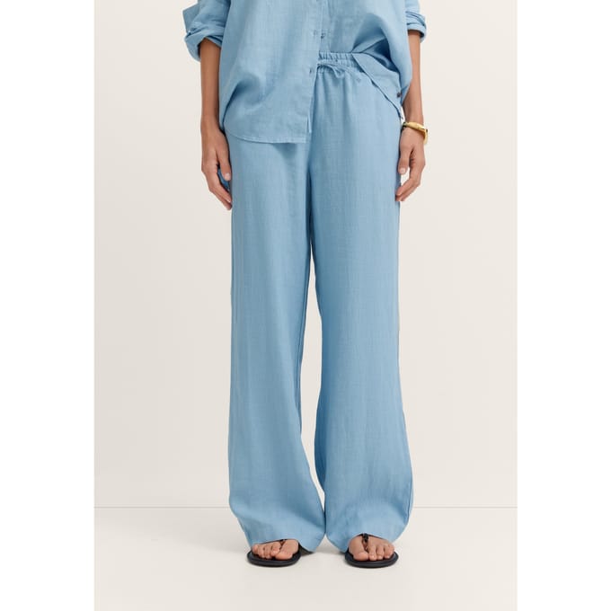 Bugatti Damen Linnen broek Modern Fit met relaxte tailleband