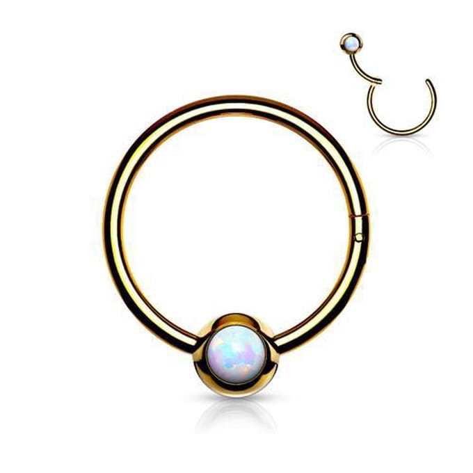 Piercing opal clicker 1.2x10 - goud - LMPiercings